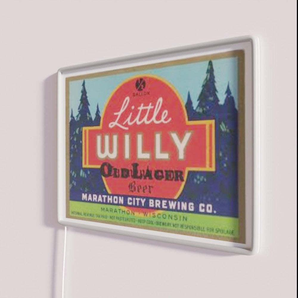 Little Willy Beer Rgb Led Neon Sign - Neon sign mounted on wall in room