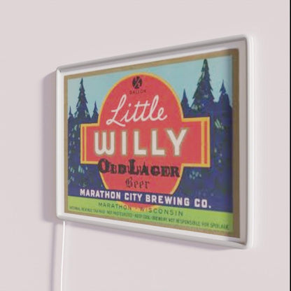 Little Willy Beer Rgb Led Neon Sign - Neon sign mounted on wall in room