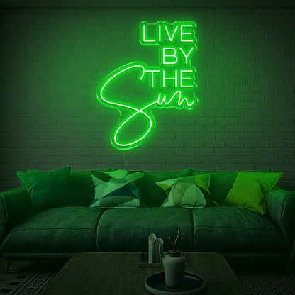 Live By The Sun Led Neon Sign Green Mixed Font Indoor Wall Art For Modern Decor | Shineneon