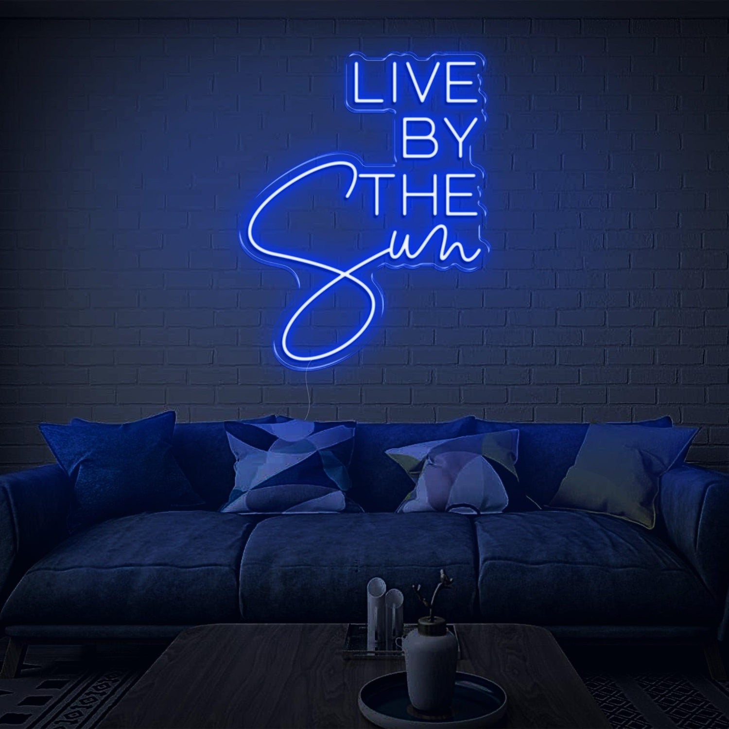 Live By The Sun Led Neon Sign Green Mixed Font Indoor Wall Art For Modern Decor | Shineneon