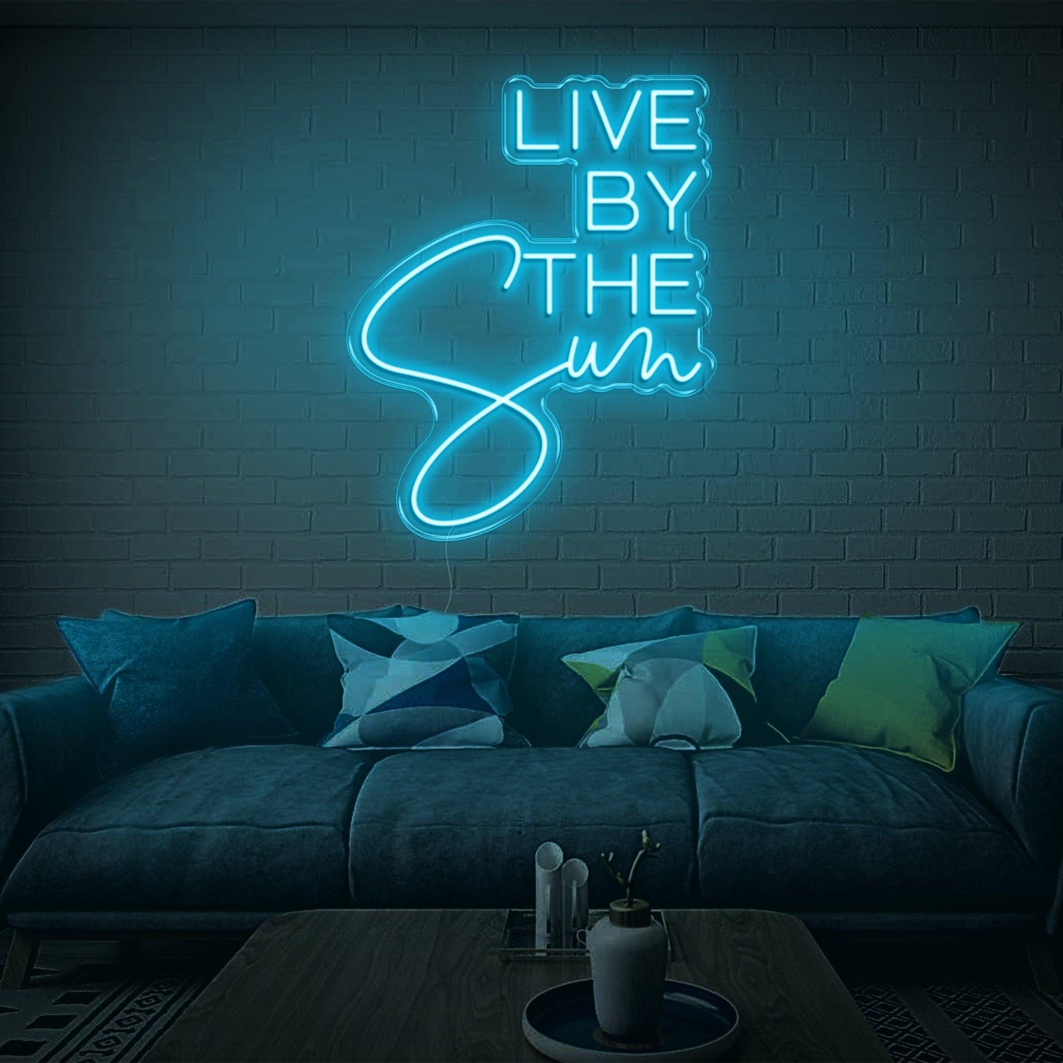 Live By The Sun Led Neon Sign Green Mixed Font Indoor Wall Art For Modern Decor | Shineneon
