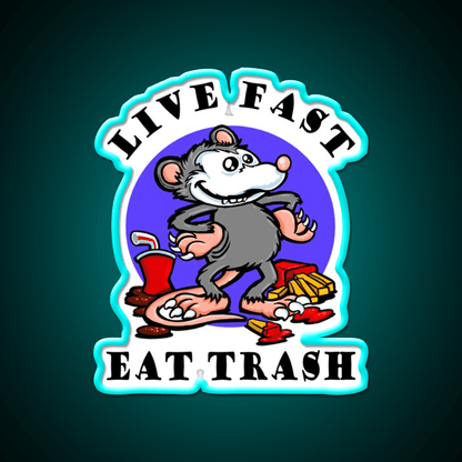 Live Fast Eat Trash Classic Fast Food Led Neon Sign For Burger Place Rgb Color - Shineneon