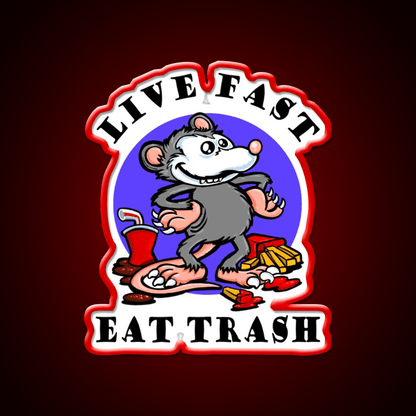 Live Fast Eat Trash Classic Fast Food Led Neon Sign For Burger Place Rgb Color - Shineneon