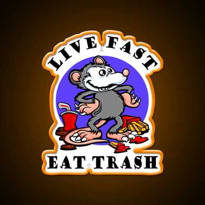 Live Fast Eat Trash Classic Fast Food Led Neon Sign For Burger Place Rgb Color - Shineneon