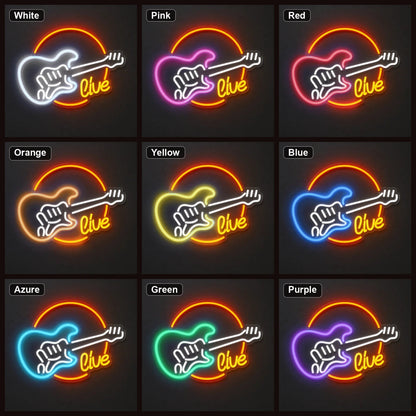 Live Guitar Circle LED Neon Sign - Shineneon