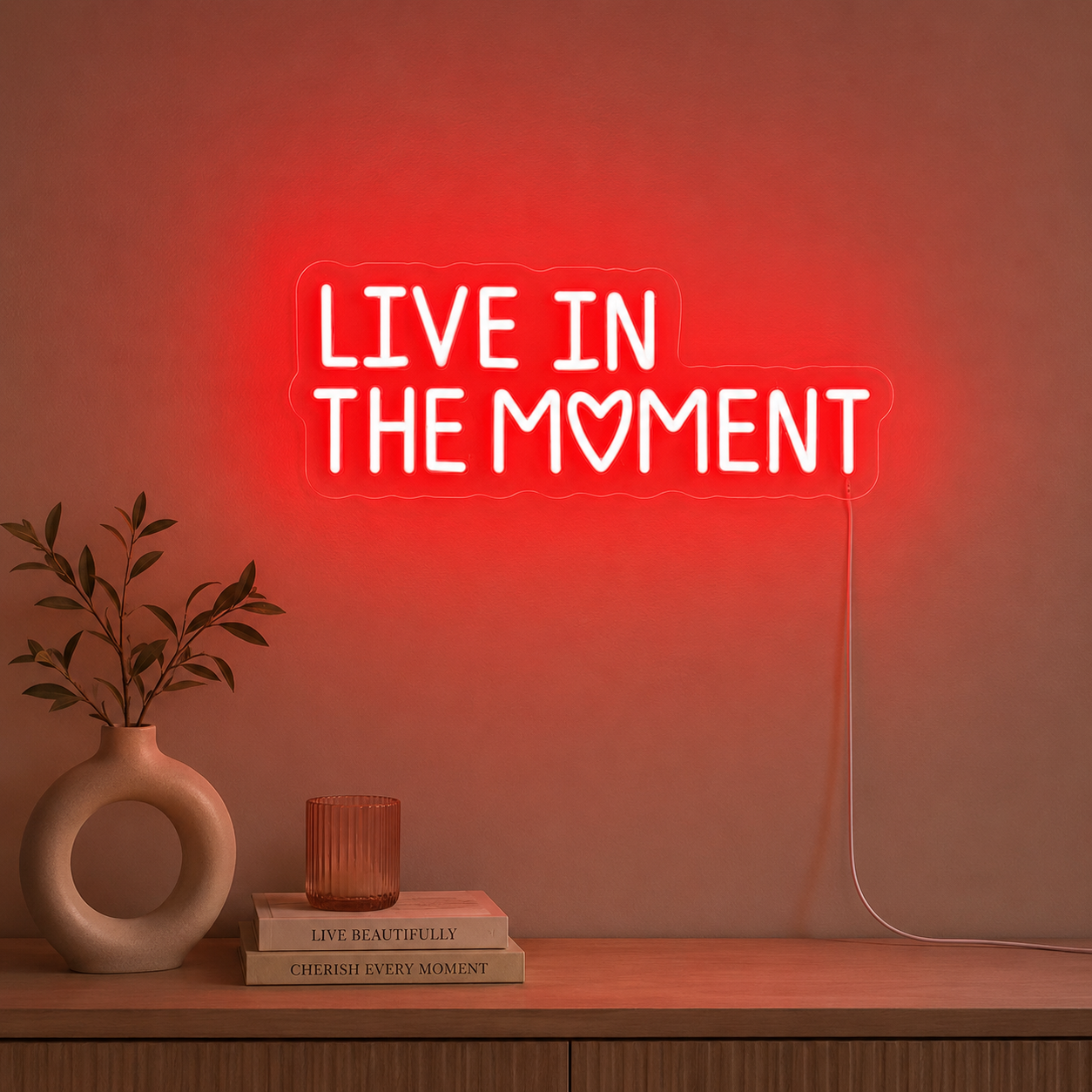 Live In The Moment LED Neon Sign Trendy Feminine Wall Art Restaurant Wall main product image