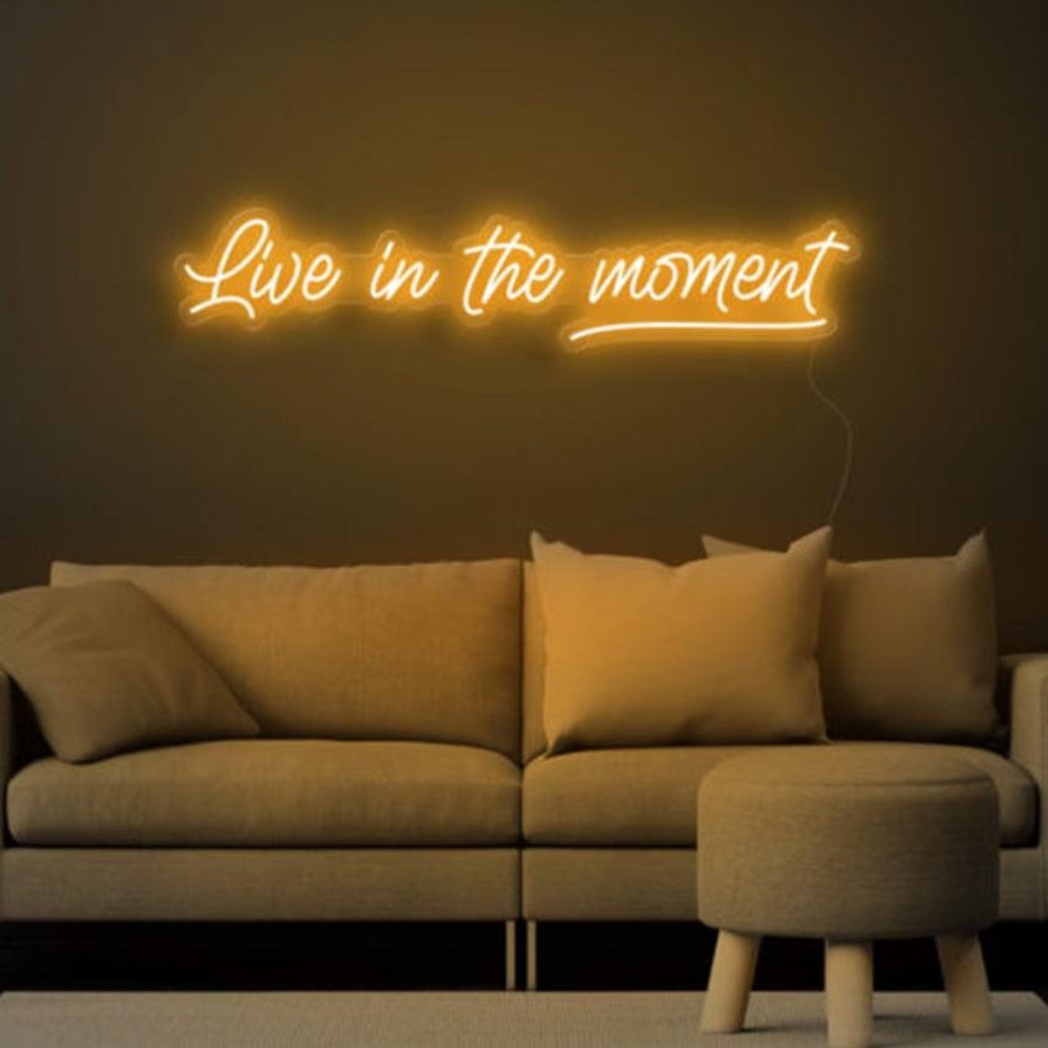 Live in the Moment White Script LED Neon Sign for Modern Home Decor | Shineneon
