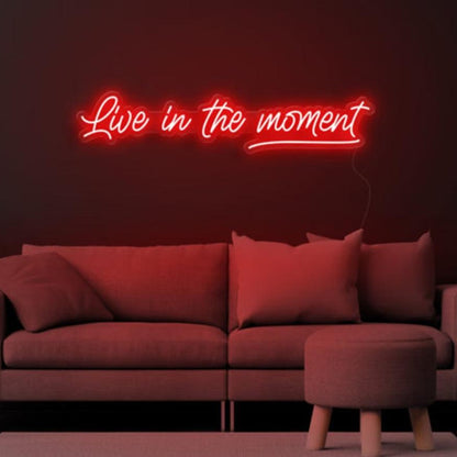 Live in the Moment White Script LED Neon Sign for Modern Home Decor | Shineneon