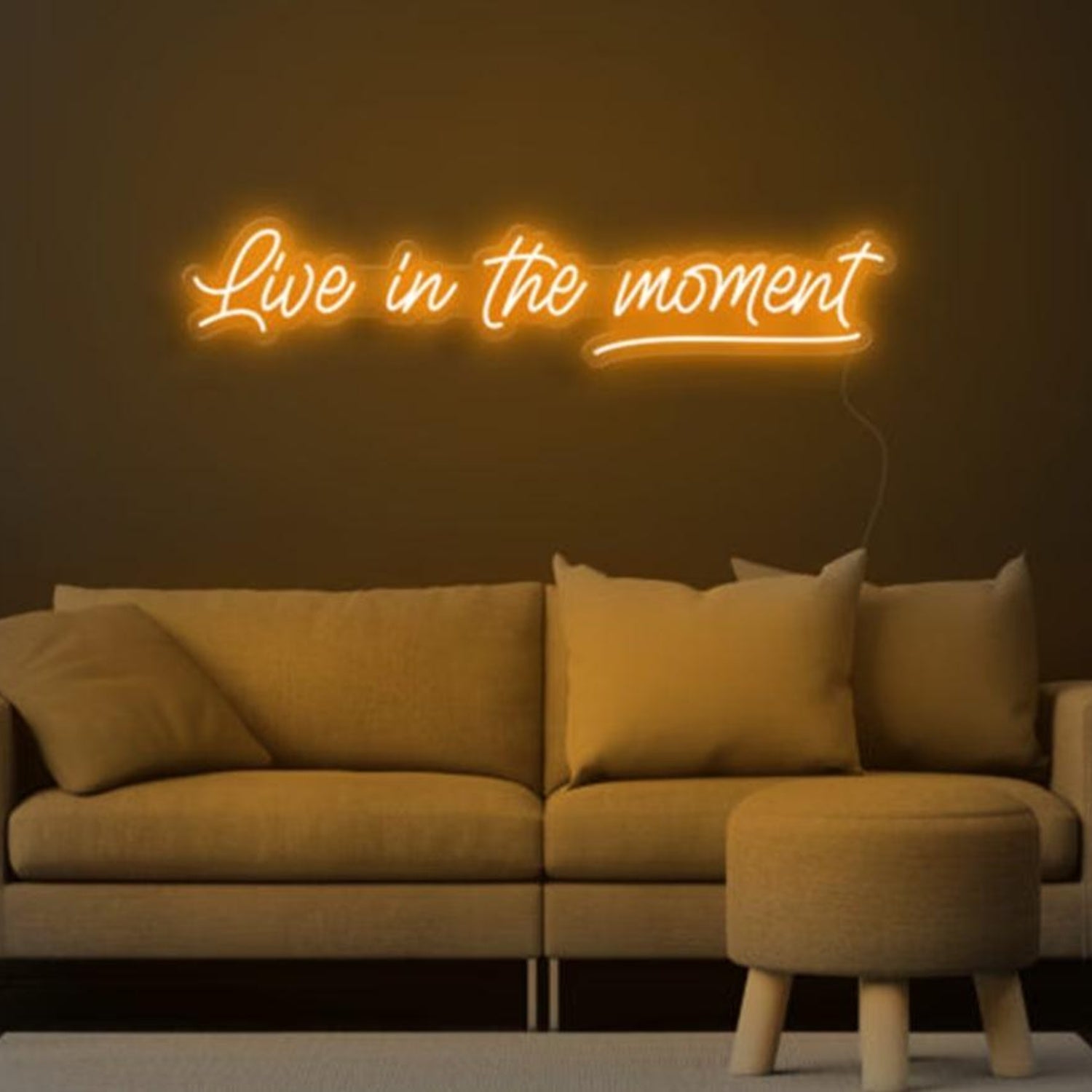 Live in the Moment White Script LED Neon Sign for Modern Home Decor | Shineneon
