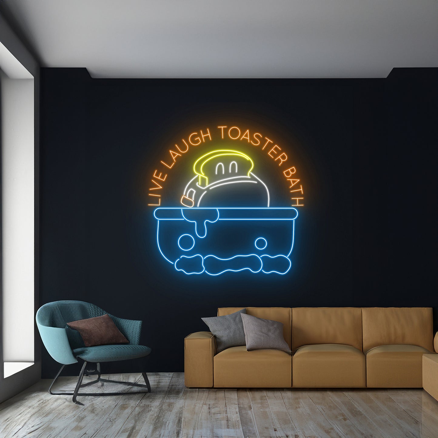 Live Laugh Toaster Bath Neon Sign