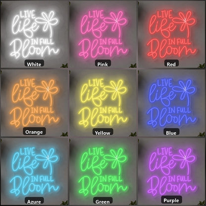 Live Life LED Neon Sign Home Garage Wall Decoration color grid