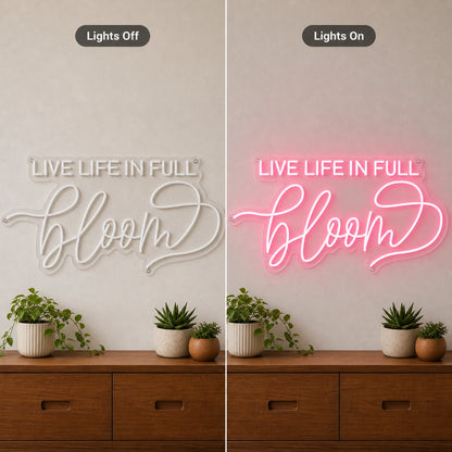 Live Life Wall Decor LED Neon Sign Garage Neon Sign day and night comparison
