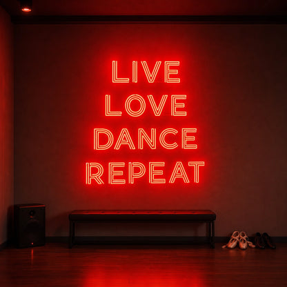 Live Love Dance Repeat LED Neon Sign Garage Neon Sign real lifestyle scene
