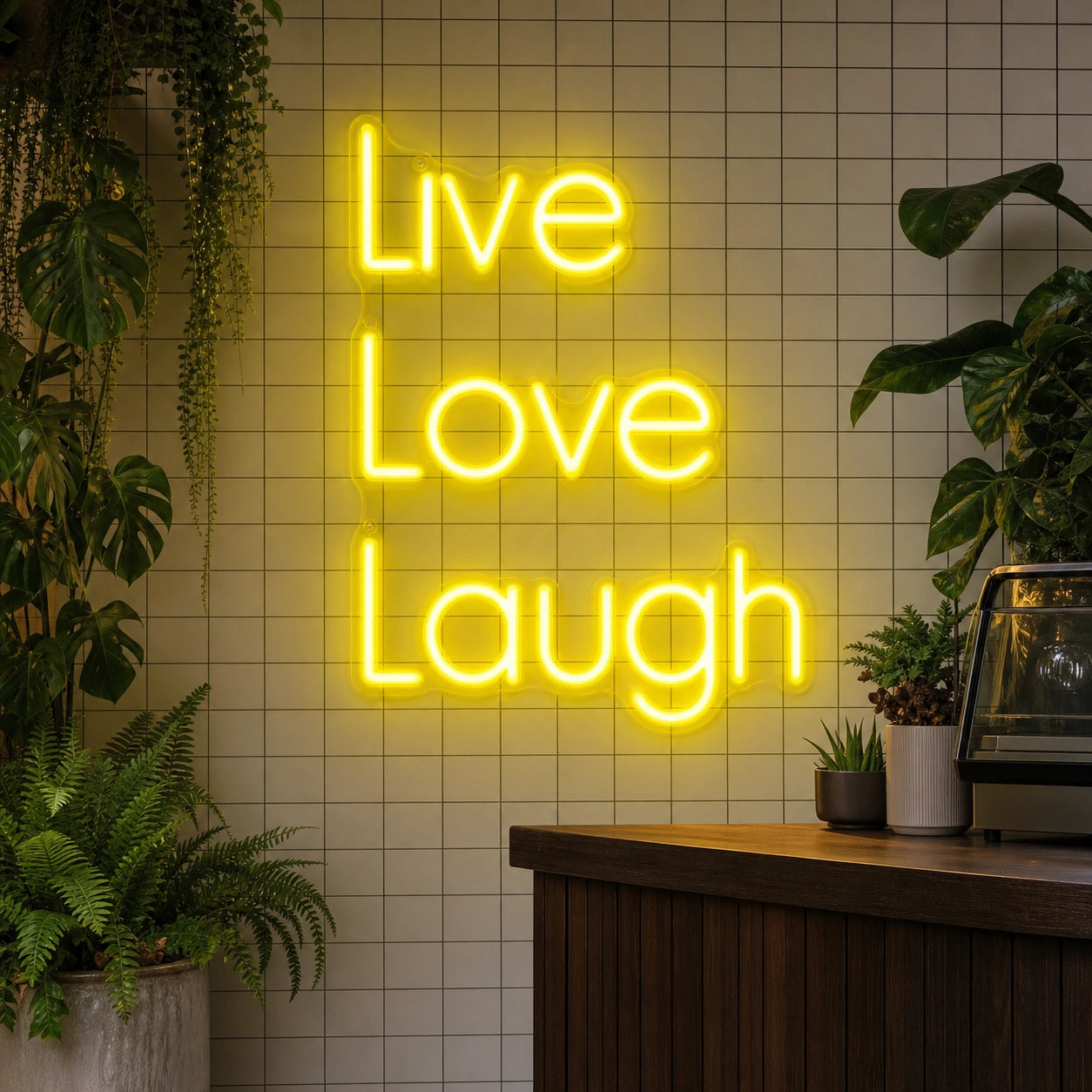 Live Love Laugh LED Neon Sign Garage Neon Sign real lifestyle scene