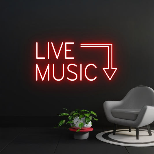 Live Music Arrowhead Neon Sign