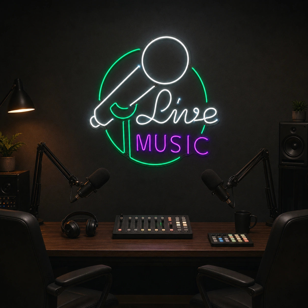 Live Music Business Wall Art LED Neon Sign Garage Neon Sign size image