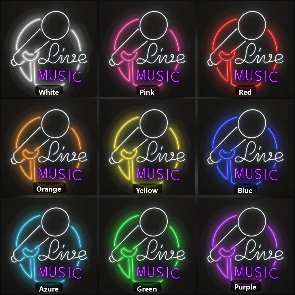 Live Music Business Wall Art LED Neon Sign Garage Neon Sign color grid