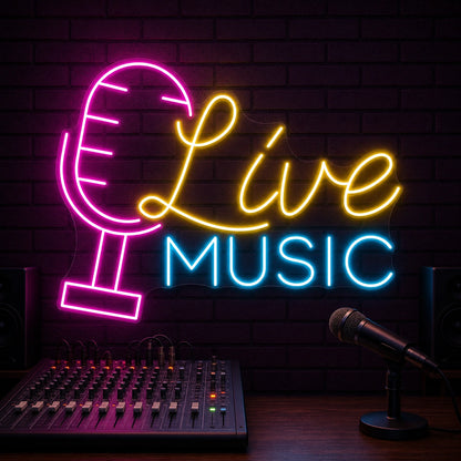 Live Music Business Wall Decor LED Neon Sign Garage Neon Sign real lifestyle scene
