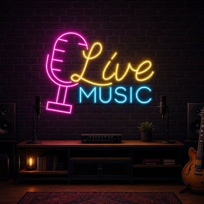 Live Music Business Wall Decor LED Neon Sign Garage Neon Sign size image