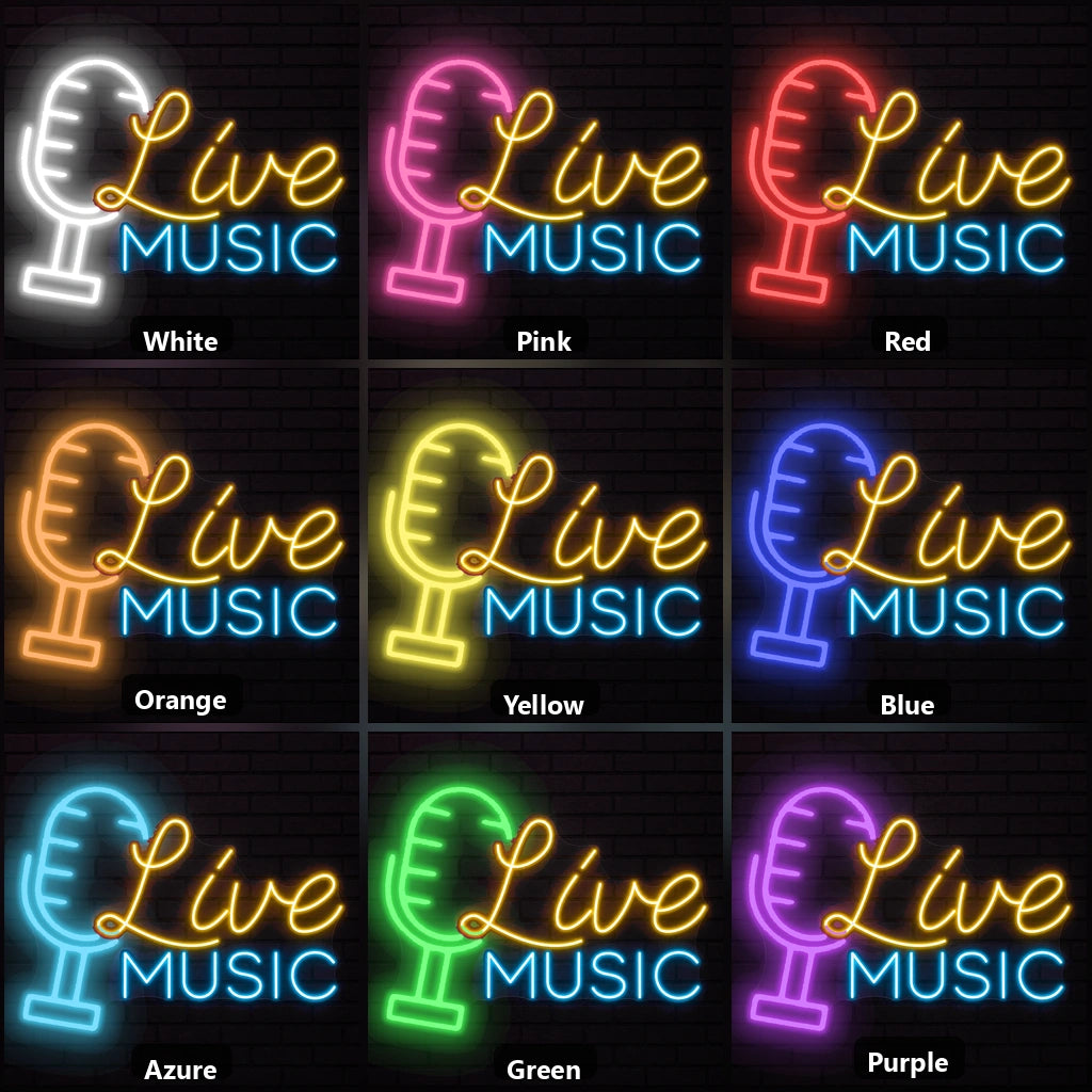 Live Music Business Wall Decor LED Neon Sign Garage Neon Sign color grid