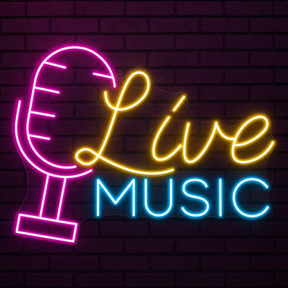 Live Music Business Wall Decor LED Neon Sign Garage Neon Sign main product image
