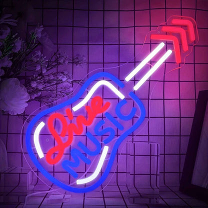 Live Music Electric Guitar Led Neon Sign | Shineneon
