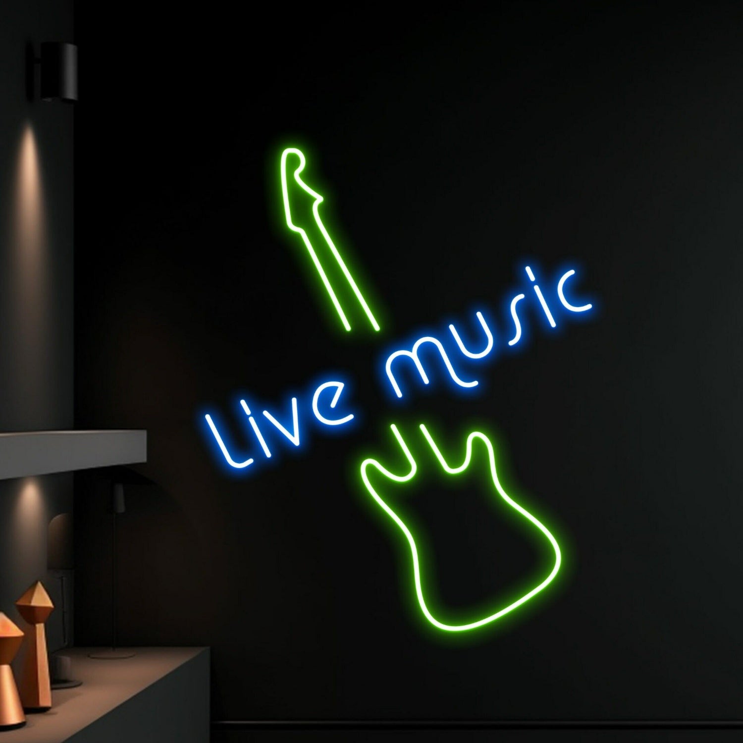 Live Music Electric Guitar Led Neon Sign Coffee Music Decor | Shineneon
