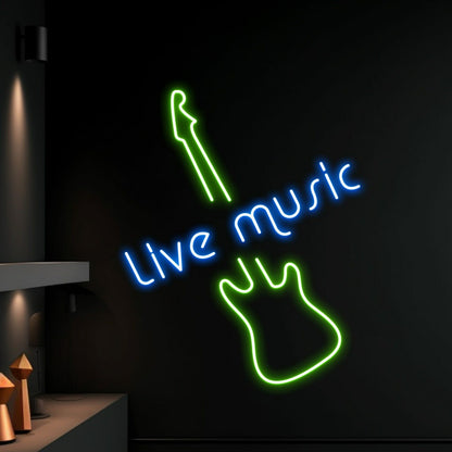 Live Music Electric Guitar Led Neon Sign Coffee Music Decor | Shineneon