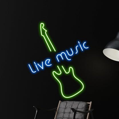 Live Music Electric Guitar Led Neon Sign Coffee Music Decor | Shineneon