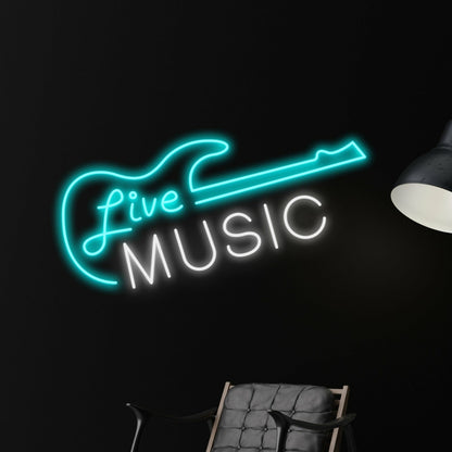 Live Music Electric Guitar Led Sign Coffee Music Decor Guitar | Shineneon