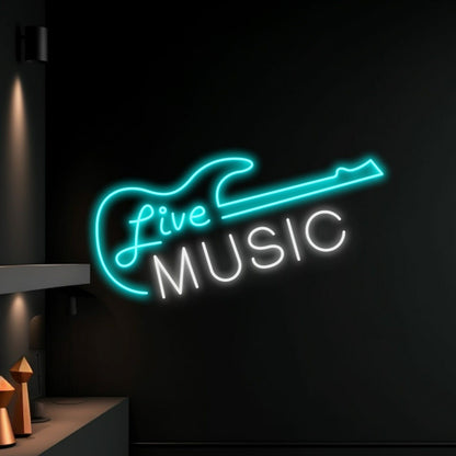 Live Music Electric Guitar Led Sign Coffee Music Decor Guitar | Shineneon