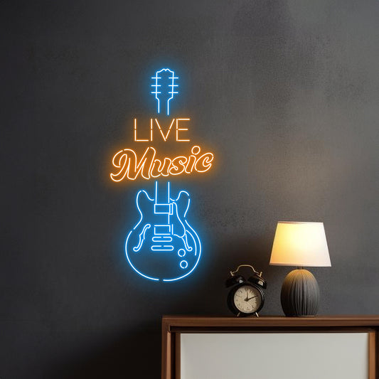 Live Music Guitar Led Sign