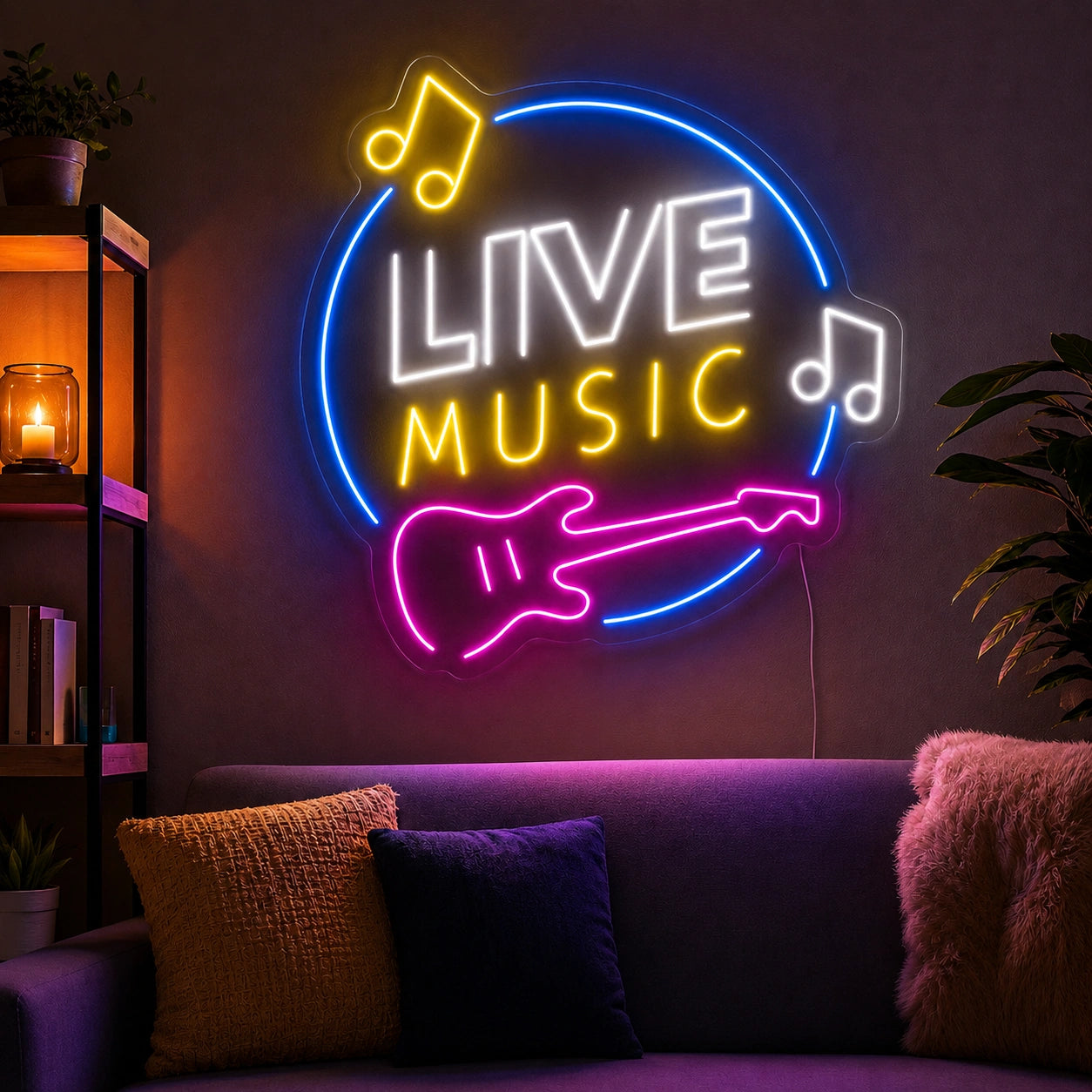 Live Music Guitar Neon Sign LED Neon Sign high-converting product image