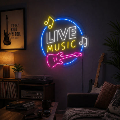 Live Music Guitar Neon Sign LED Neon Sign real lifestyle scene