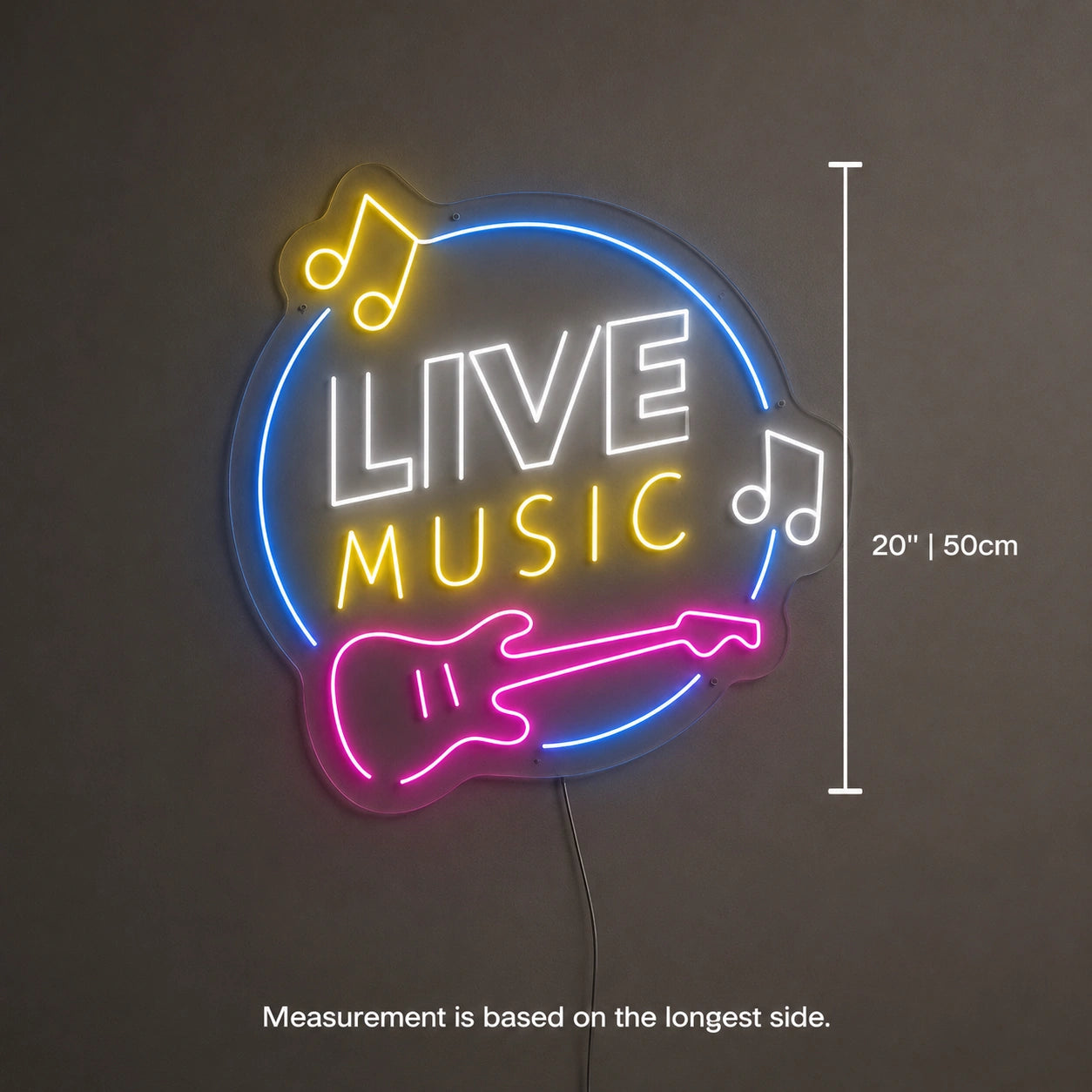 Live Music Guitar Neon Sign LED Neon Sign size image