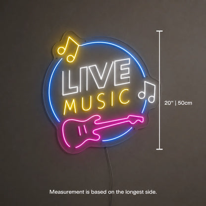 Live Music Guitar Neon Sign LED Neon Sign size image