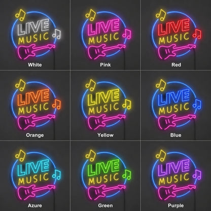 Live Music Guitar Neon Sign LED Neon Sign color grid