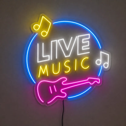Live Music Guitar Neon Sign LED Neon Sign main product image
