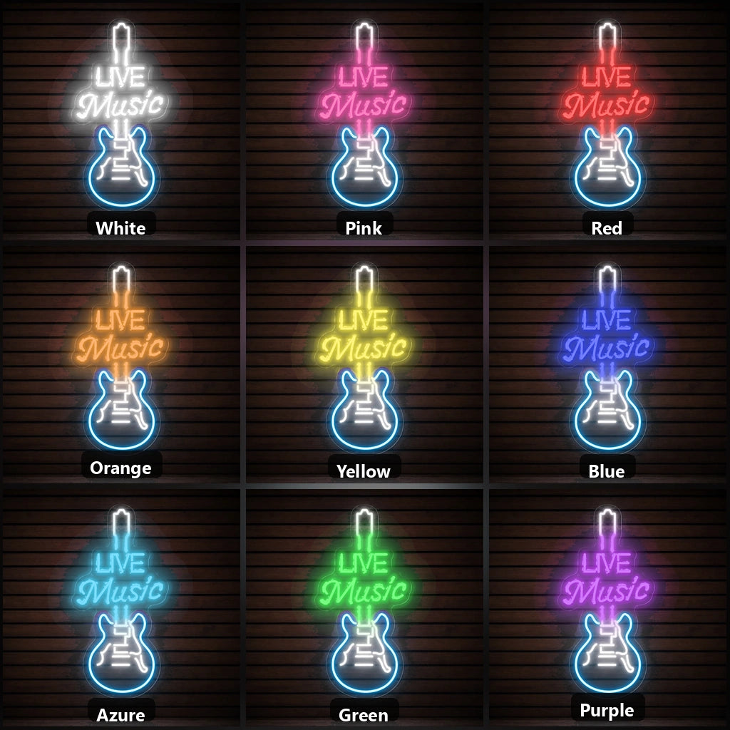 Live Music Hospitality Wall Decor LED Neon Sign Man Cave Neon Sign color grid