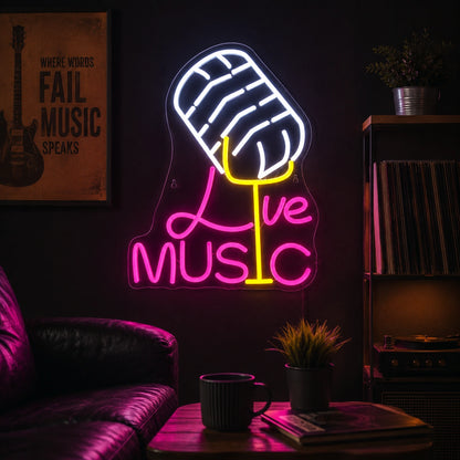 Live Music Microphone LED Neon Sign real lifestyle scene