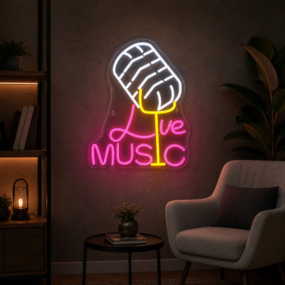 Live Music Microphone LED Neon Sign color grid