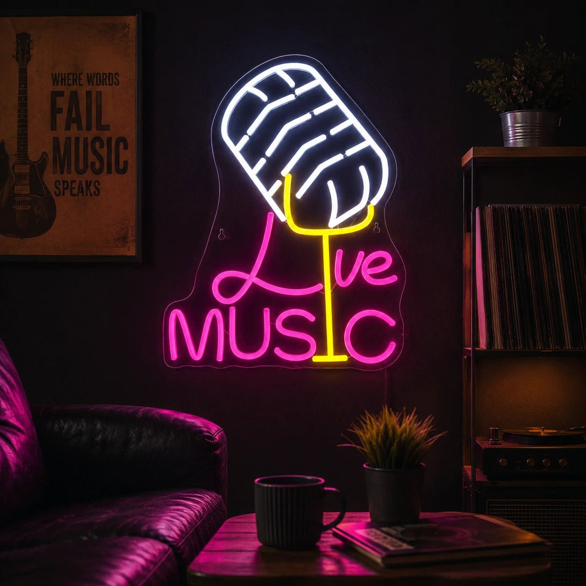 Live Music Microphone LED Neon Sign - Shineneon