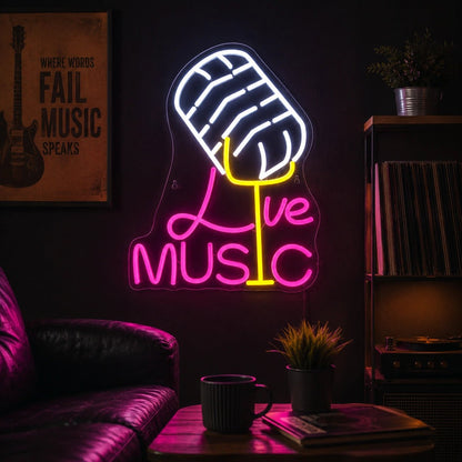 Live Music Microphone LED Neon Sign - Shineneon