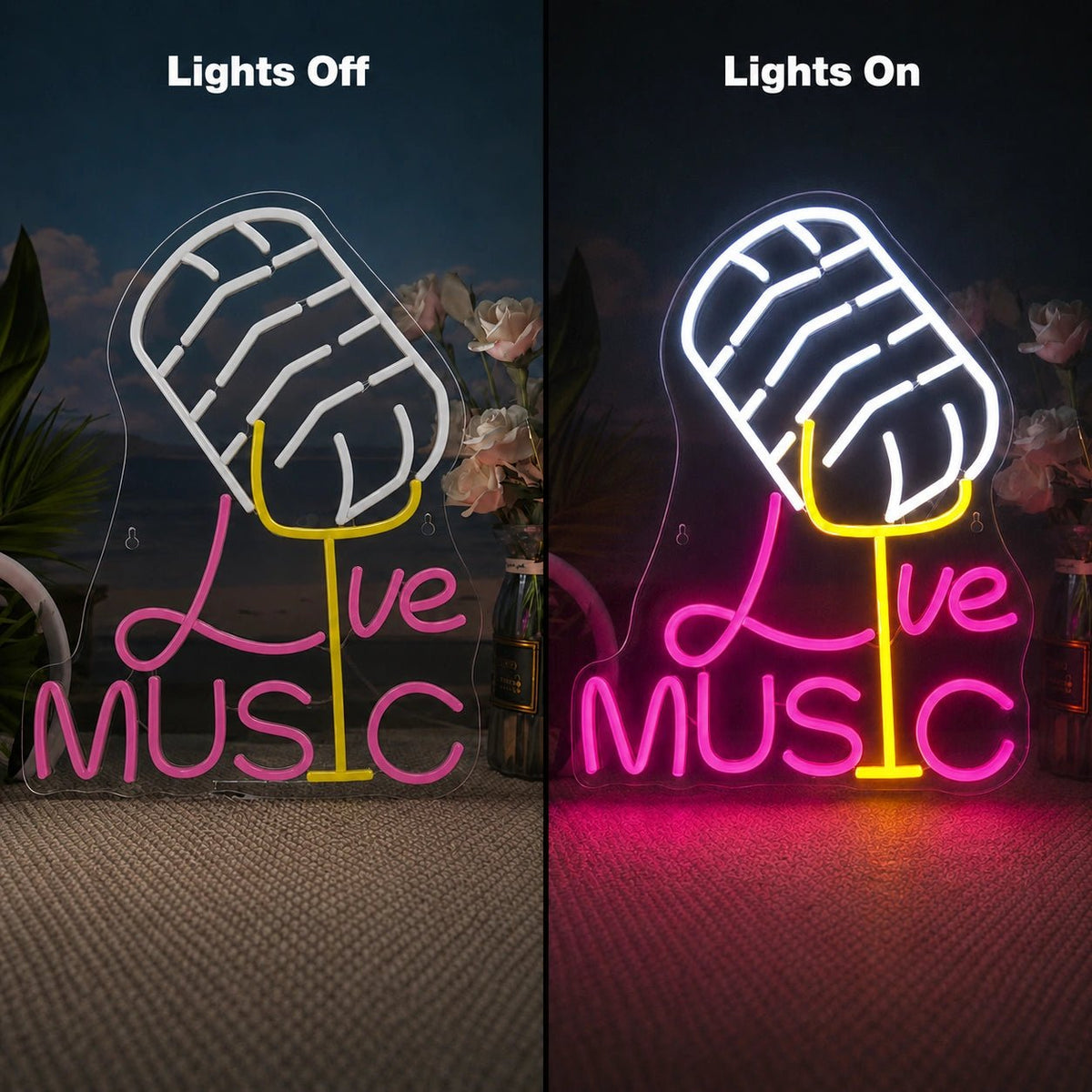 Live Music Microphone LED Neon Sign - Shineneon