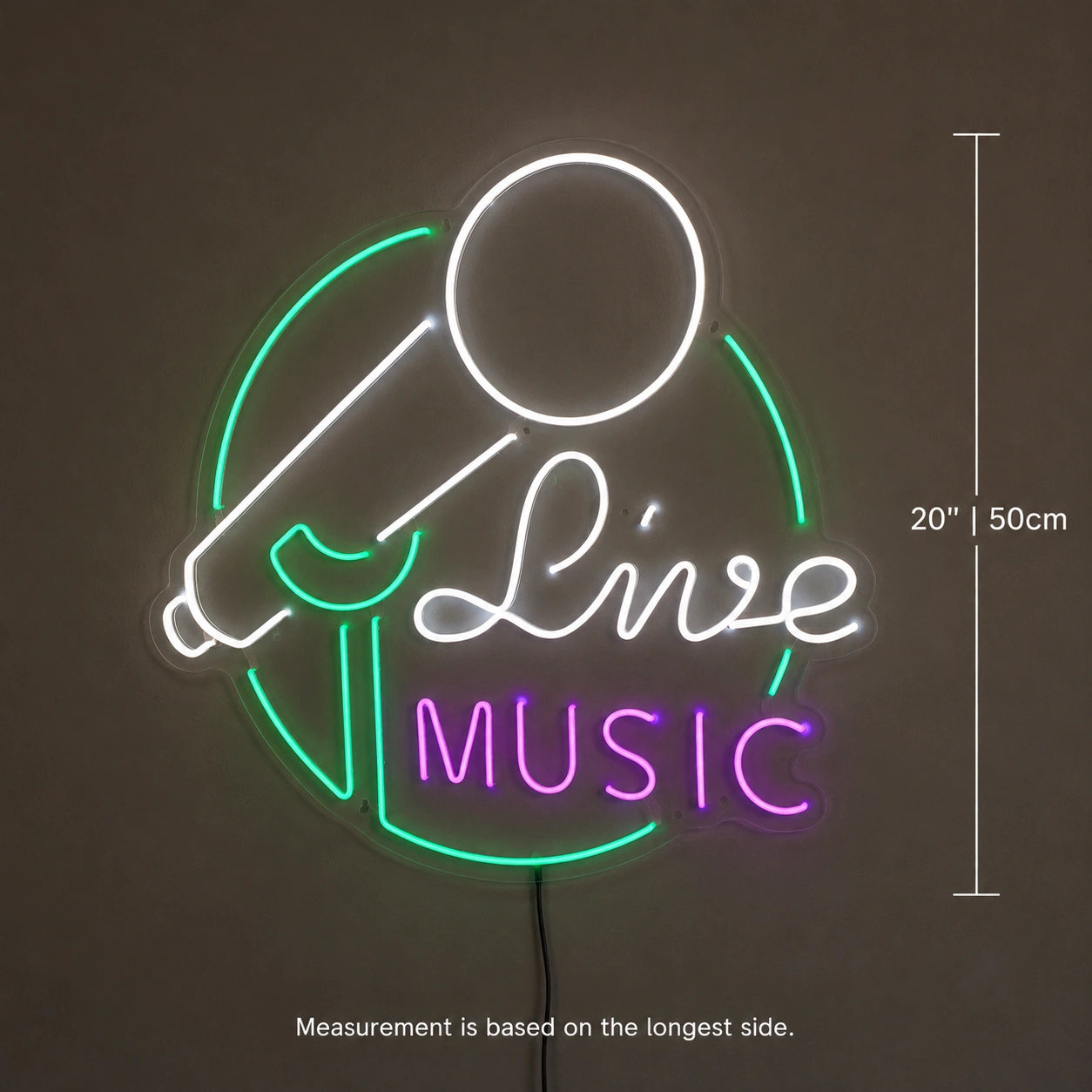 Live Music Microphone Neon Sign LED Neon Sign size image