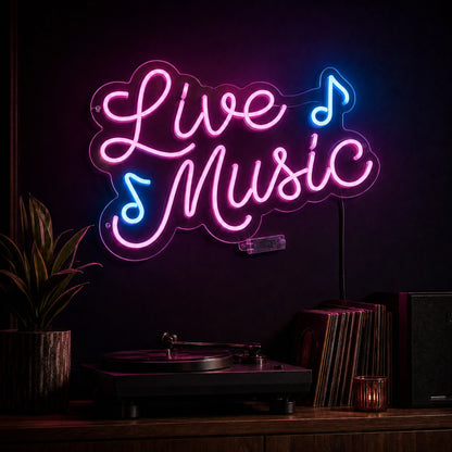 Live Music Notes LED Neon Sign Home Garage Wall Decoration high-converting product image