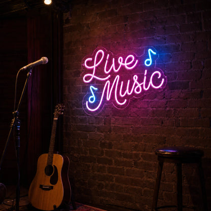 Live Music Notes LED Neon Sign Home Garage Wall Decoration real lifestyle scene