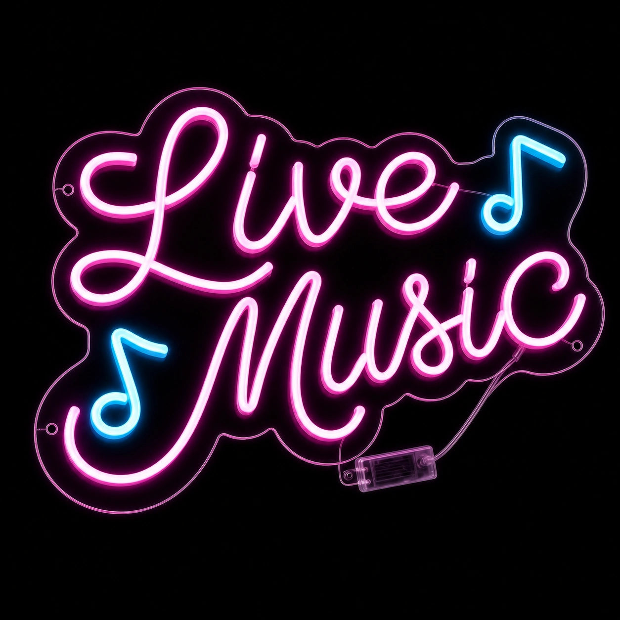 Live Music Notes LED Neon Sign Home Garage Wall Decoration main product image