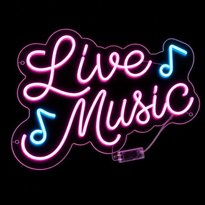 Live Music Notes LED Neon Sign Home Garage Wall Decoration main product image