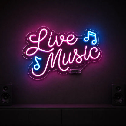 Live Music Notes LED Neon Sign Man Cave Neon Sign - Shineneon
